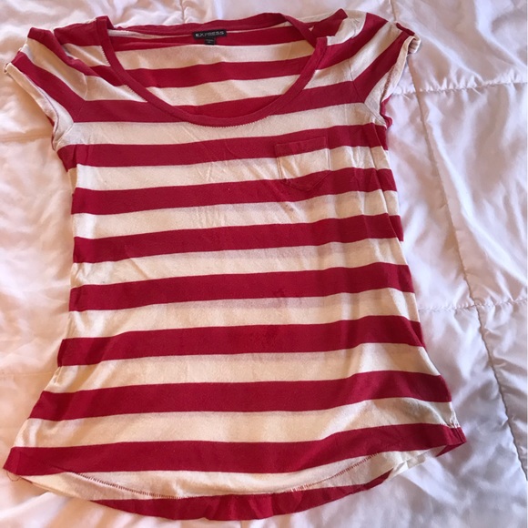 Small Red Emb Striped Tee main image 0
